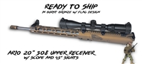 Ready to SHIP!!!  AR10 308 20 Inch Upper Assembly- Burnt Bronze w/ Flag