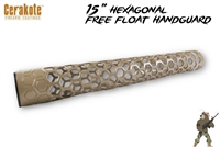 15" AR15 Hexagonal Free Float Handguard - Custom Colors Available