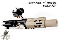 9MM Sharp Shooter 4" AR15 Pistol Build Kit with Bolt Carrier Group - Choose Your Color - Shown here in Magpul FDE